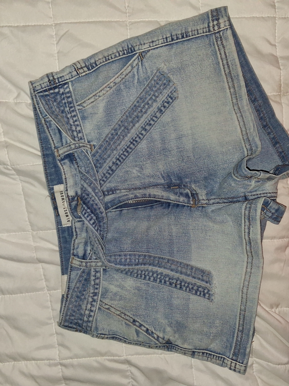 Almost Famous Faded Light Blue High-Rise Denim Shorts with Self-Tie Belt